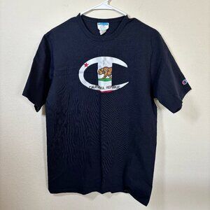 Men's Vintage Style Champion Blue T-Shirt C Logo California Republic Size: Large
